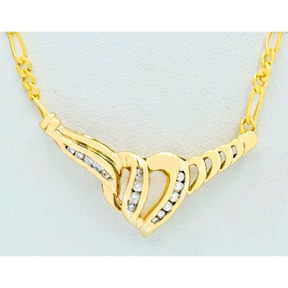 Genuine 0.30 Cts Diamonds Necklace 10k Yellow Gold